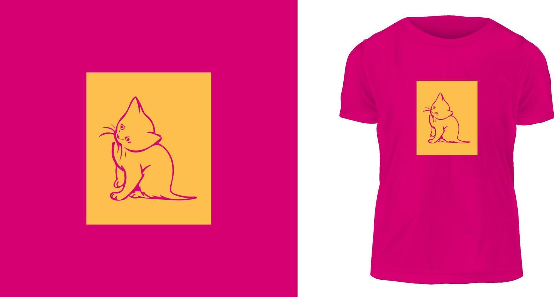 concept de design de t-shirt, chat mignon vecteur