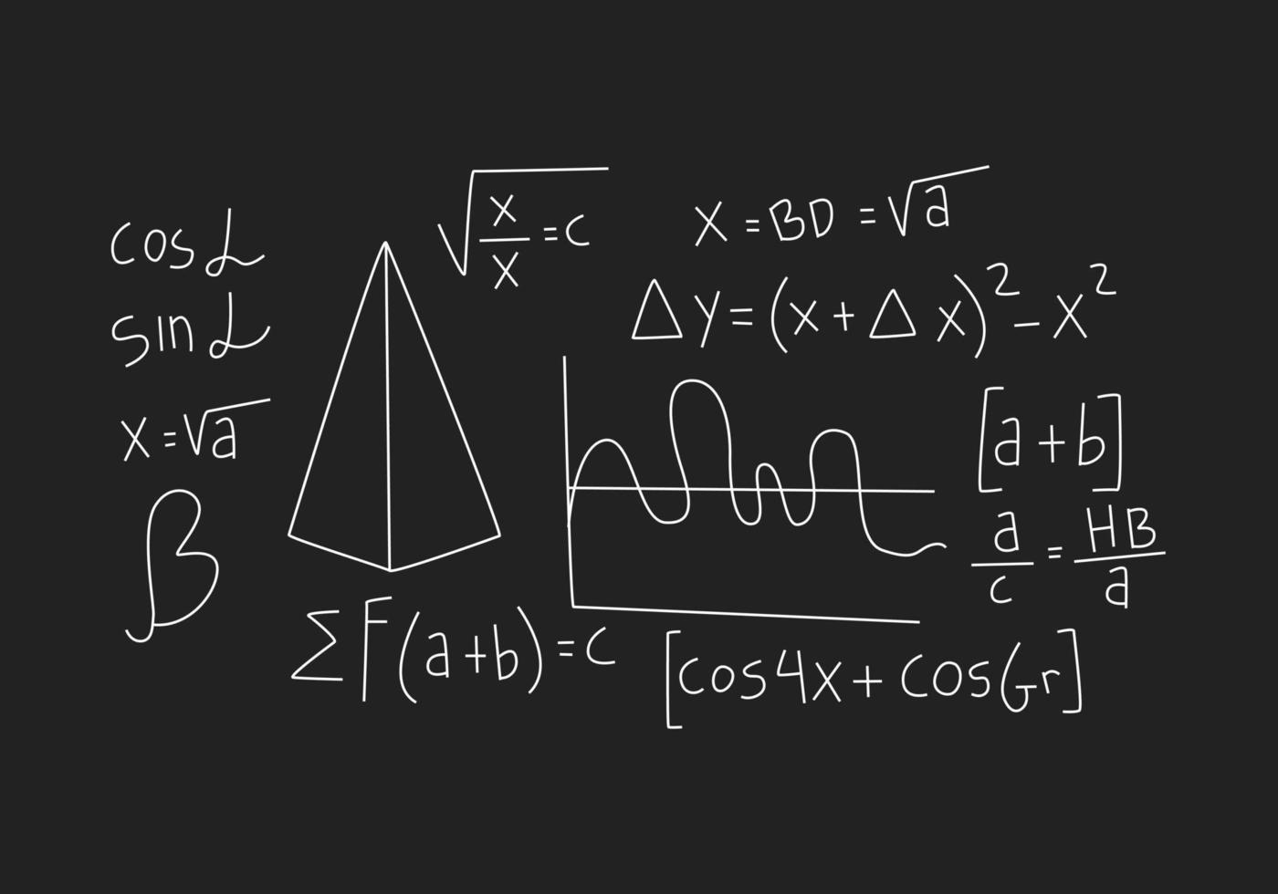 illustration de fond de tableau mathématique réaliste vecteur