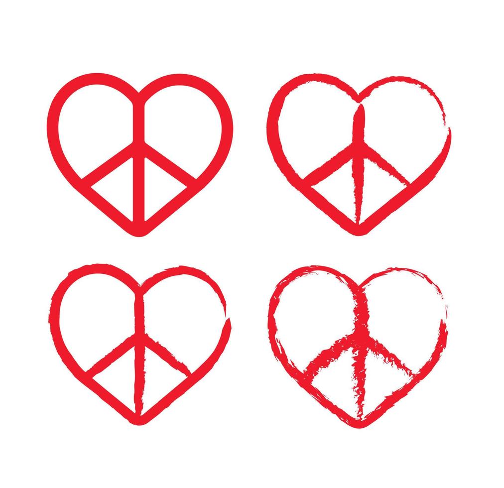 symbole de paix en icône de forme de coeur. illustration vectorielle vecteur