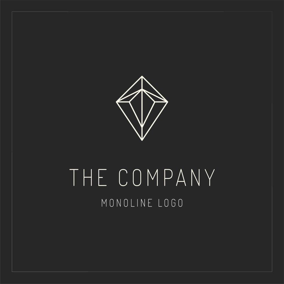 conception de vecteur de logo de diamant d'art de ligne. emblème de diamant monoline abstrait, concept de dessins. modèle vectoriel d'icône de logo de diamant de géométrie