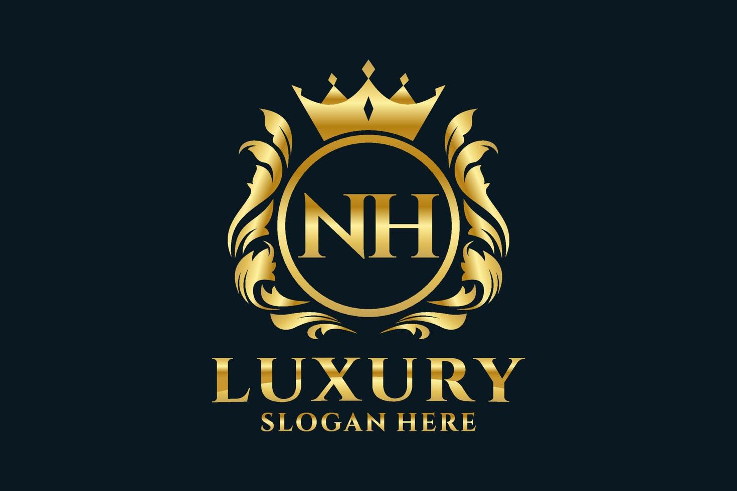 modèle de logo de luxe royal de lettre nh initial dans l'art vectoriel pour des projets de marque luxueux et d'autres illustrations vectorielles.
