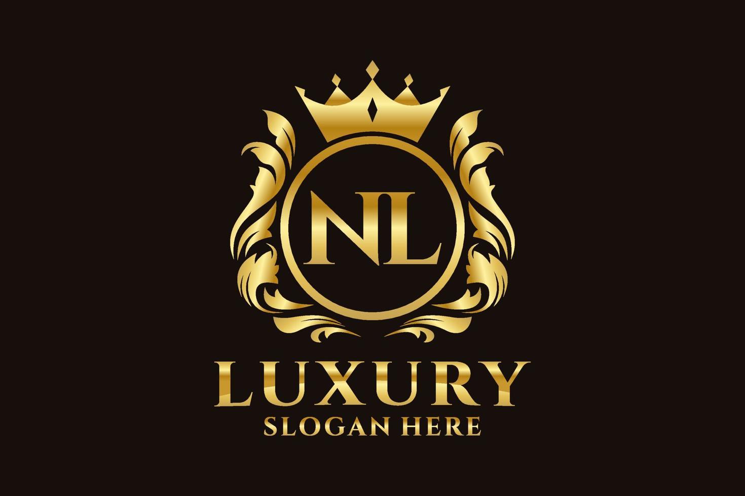 modèle de logo de luxe royal lettre nl initiale dans l'art vectoriel pour les projets de marque luxueux et autres illustrations vectorielles.