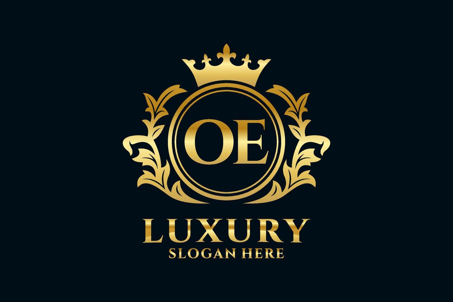 modèle initial de logo de luxe royal de lettre oe dans l'art vectoriel pour des projets de marque luxueux et d'autres illustrations vectorielles.