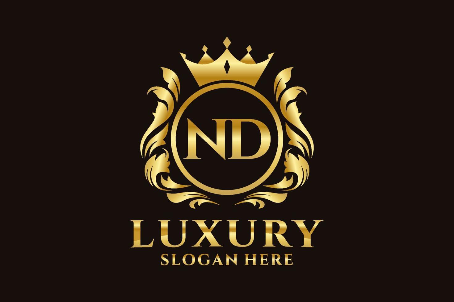 modèle de logo de luxe royal lettre initiale nd dans l'art vectoriel pour les projets de marque luxueux et autres illustrations vectorielles.