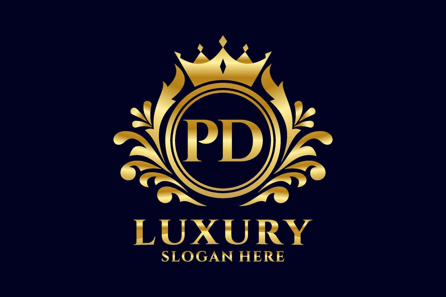 modèle de logo de luxe royal de lettre pd initiale dans l'art vectoriel pour des projets de marque luxueux et d'autres illustrations vectorielles.