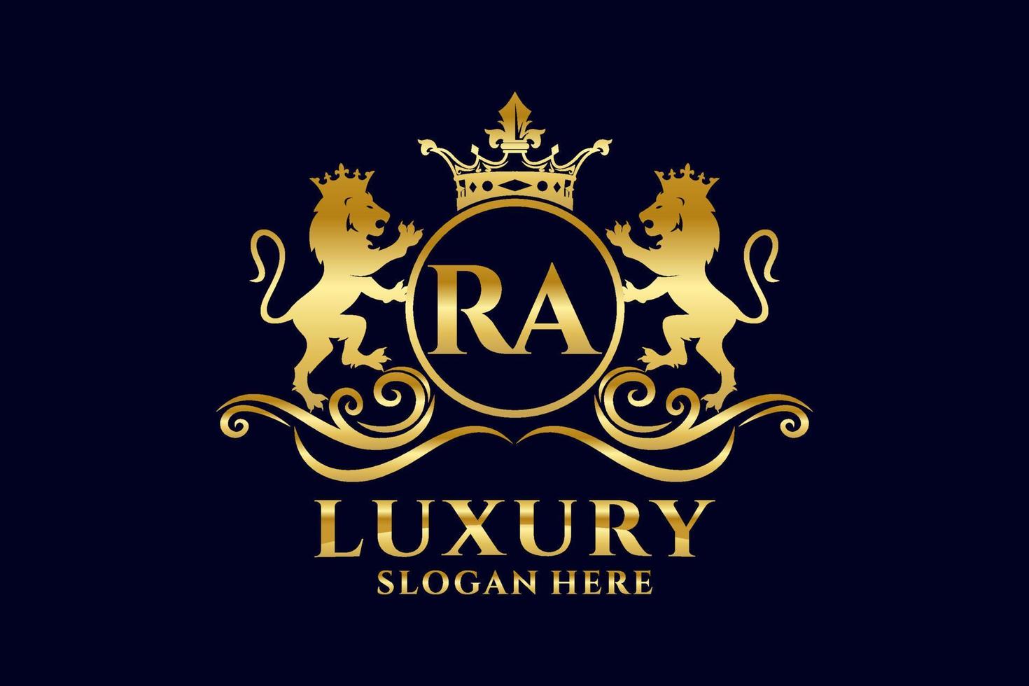 modèle de logo de luxe royal lion lettre initiale ra dans l'art vectoriel pour les projets de marque luxueux et autres illustrations vectorielles.