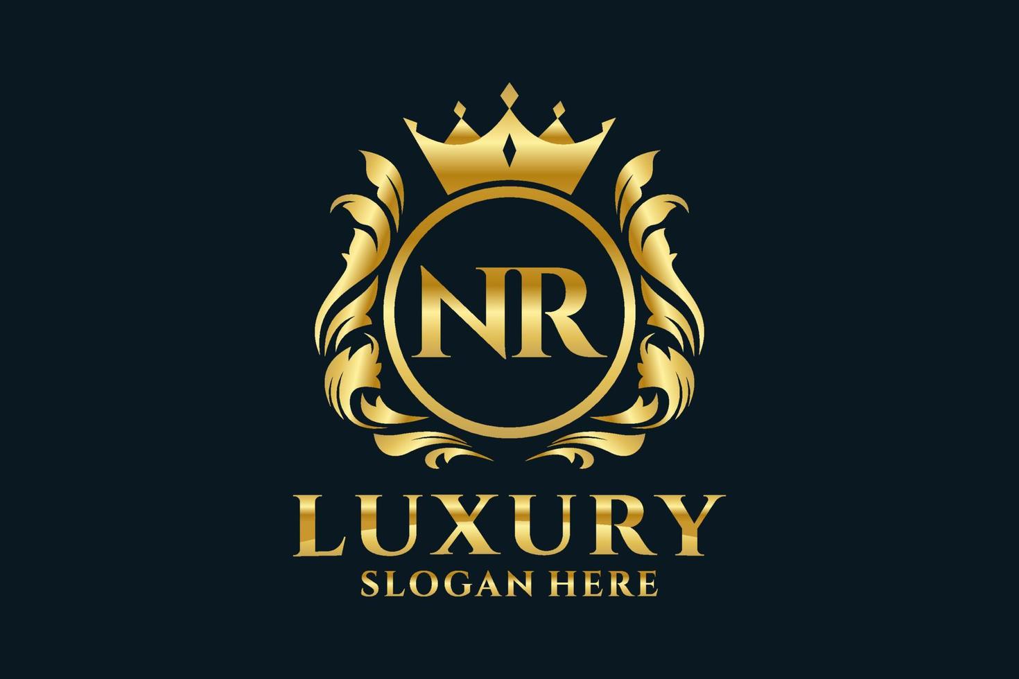 modèle de logo de luxe royal lettre initiale nr dans l'art vectoriel pour les projets de marque de luxe et autres illustrations vectorielles.