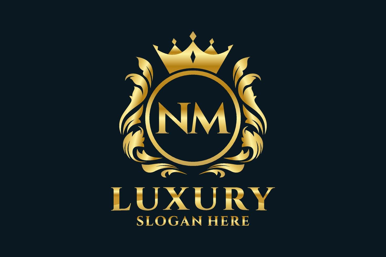 modèle de logo de luxe royal lettre initiale nm dans l'art vectoriel pour les projets de marque luxueux et autres illustrations vectorielles.