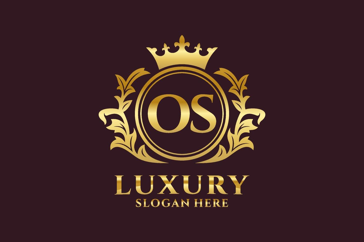 modèle de logo de luxe royal de lettre os initiale dans l'art vectoriel pour des projets de marque luxueux et d'autres illustrations vectorielles.