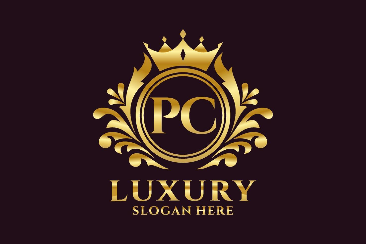 modèle de logo de luxe royal de lettre pc initiale dans l'art vectoriel pour des projets de marque luxueux et d'autres illustrations vectorielles.