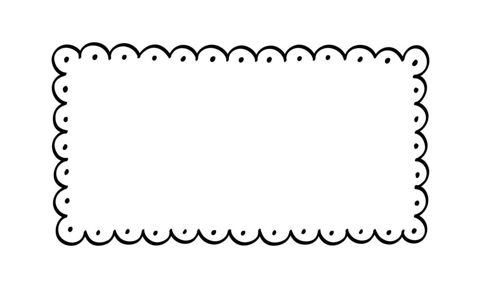 rectangle festonné napperon cadre griffonnage dessin au trait illustration clipart vecteur