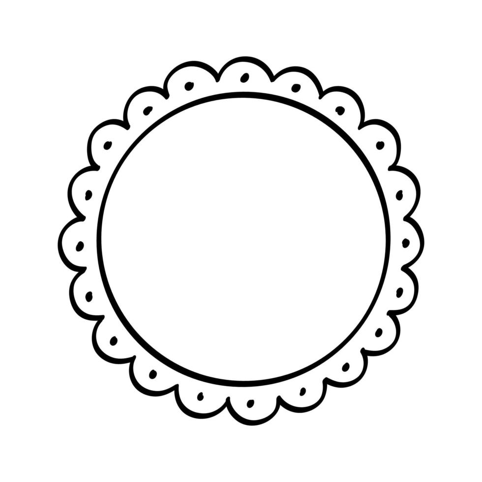 rond festonné cadre doodle dessin au trait illustration clipart vecteur