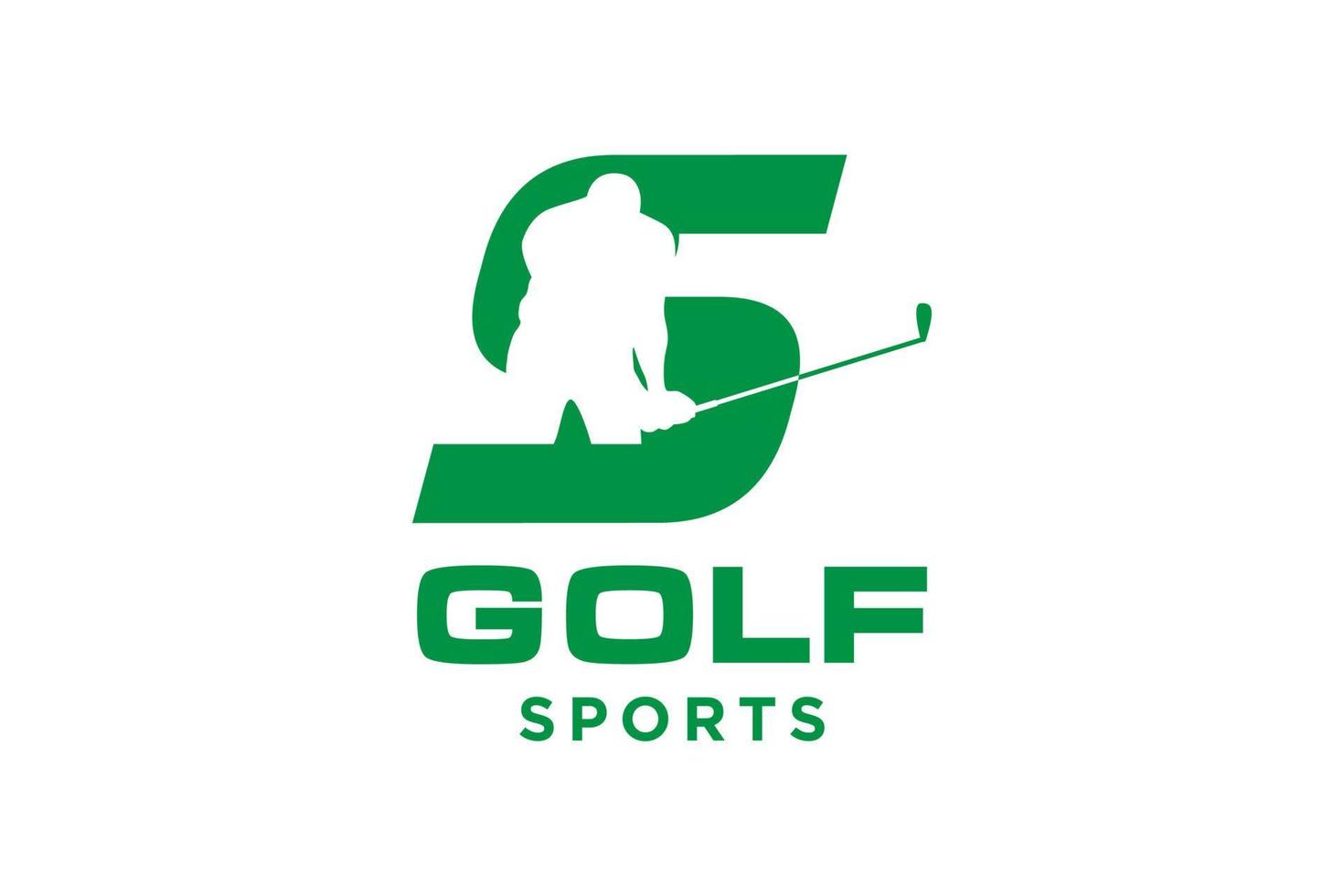 logo d'icône de lettre alphabet s pour modèle vectoriel de conception de logo de golf, étiquette vectorielle de golf, logo de championnat de golf, illustration, icône créative, concept de conception