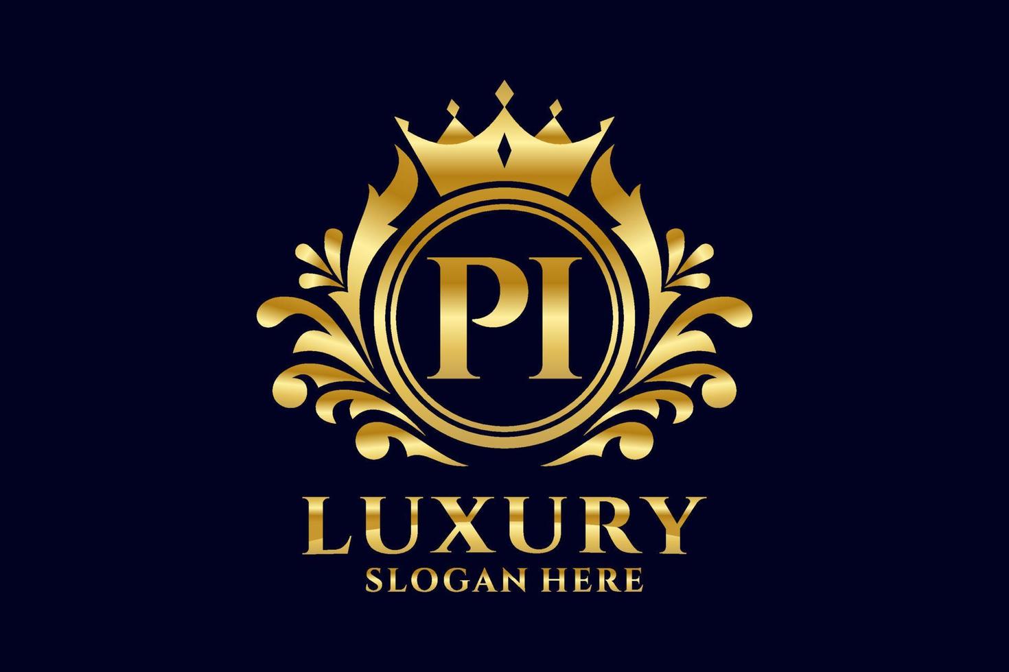 modèle de logo de luxe royal de lettre pi initiale dans l'art vectoriel pour des projets de marque luxueux et d'autres illustrations vectorielles.