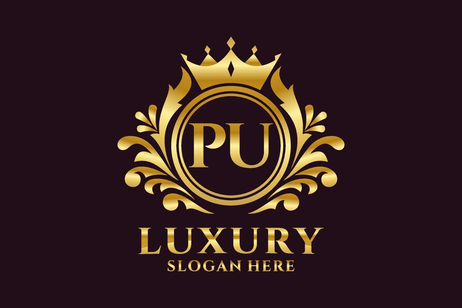 modèle de logo de luxe royal de lettre pu initiale dans l'art vectoriel pour des projets de marque luxueux et d'autres illustrations vectorielles.