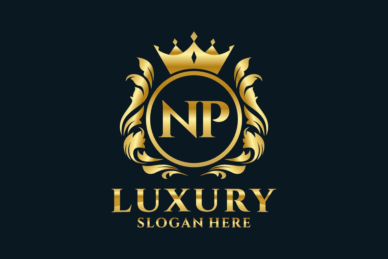 modèle initial de logo de luxe royal de lettre np dans l'art vectoriel pour des projets de marque luxueux et d'autres illustrations vectorielles.