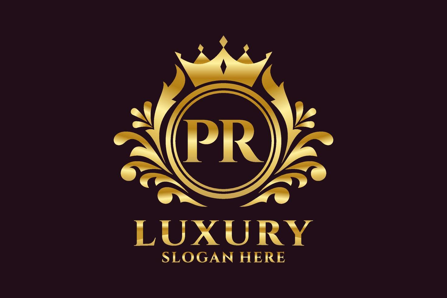 modèle de logo de luxe royal pr lettre initiale dans l'art vectoriel pour les projets de marque luxueux et autres illustrations vectorielles.