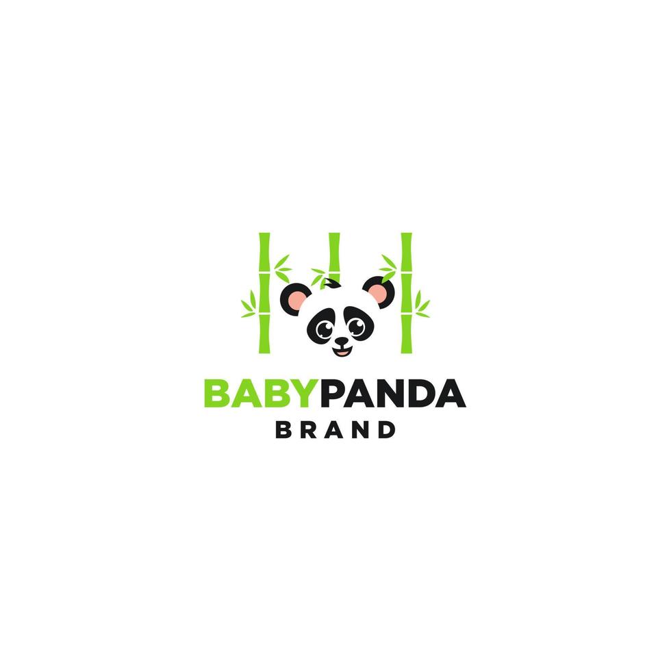 adorable tête de panda avec 3 bambous derrière vecteur