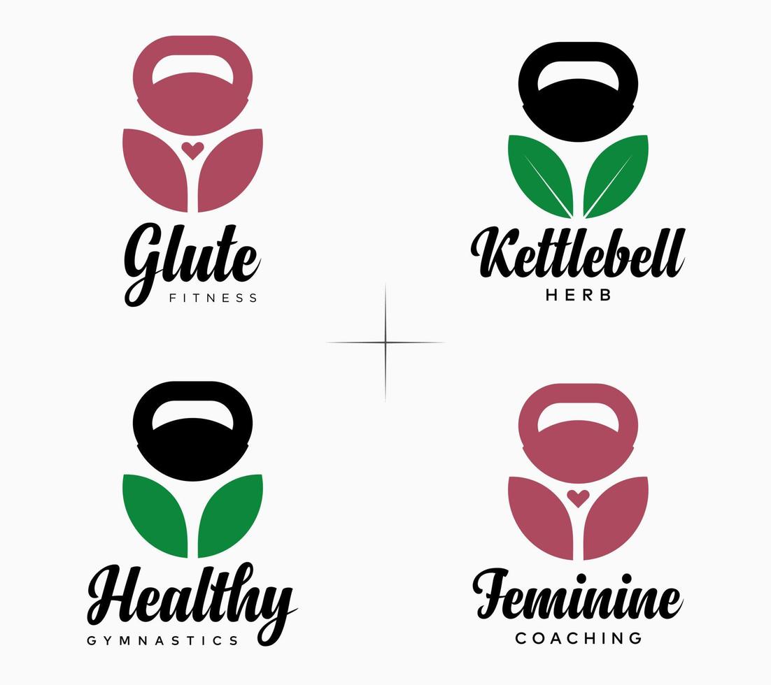 kettlebell fitness gym femme studio sain activité corps mince formation logo design vecteur