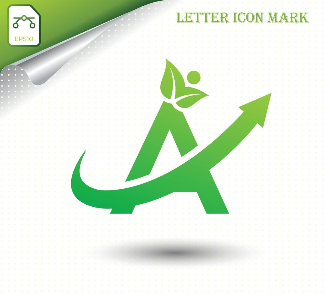 lettre naturelle a avec modèle de conception de logo écologique vecteur