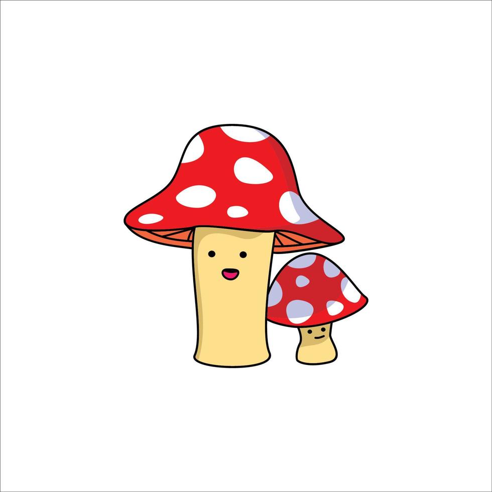 illustration de vecteur de dessin animé de champignon. signe et symbole de champignons mignons.