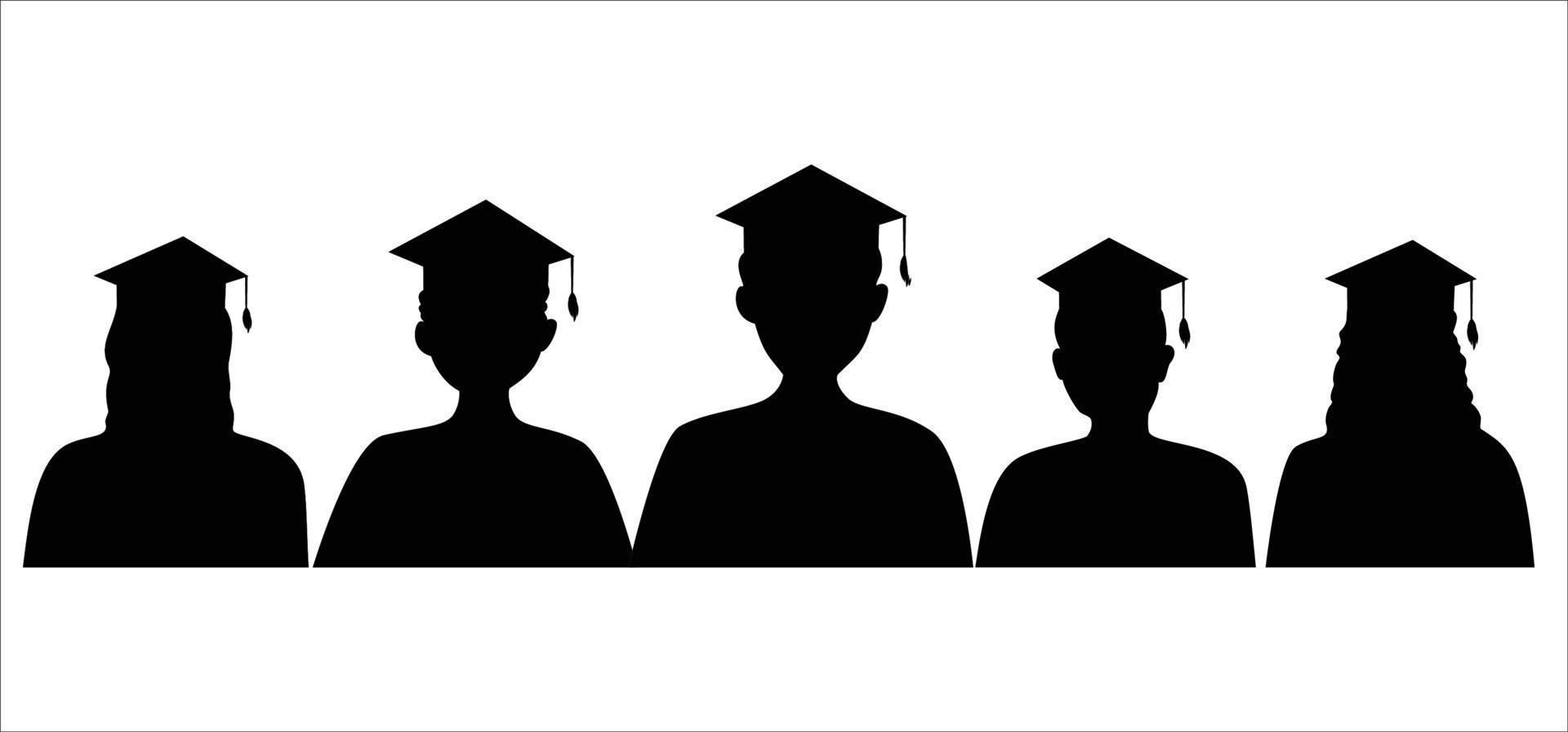 silhouette de célébration de remise des diplômes. signe et symbole d'étudiant universitaire. vecteur