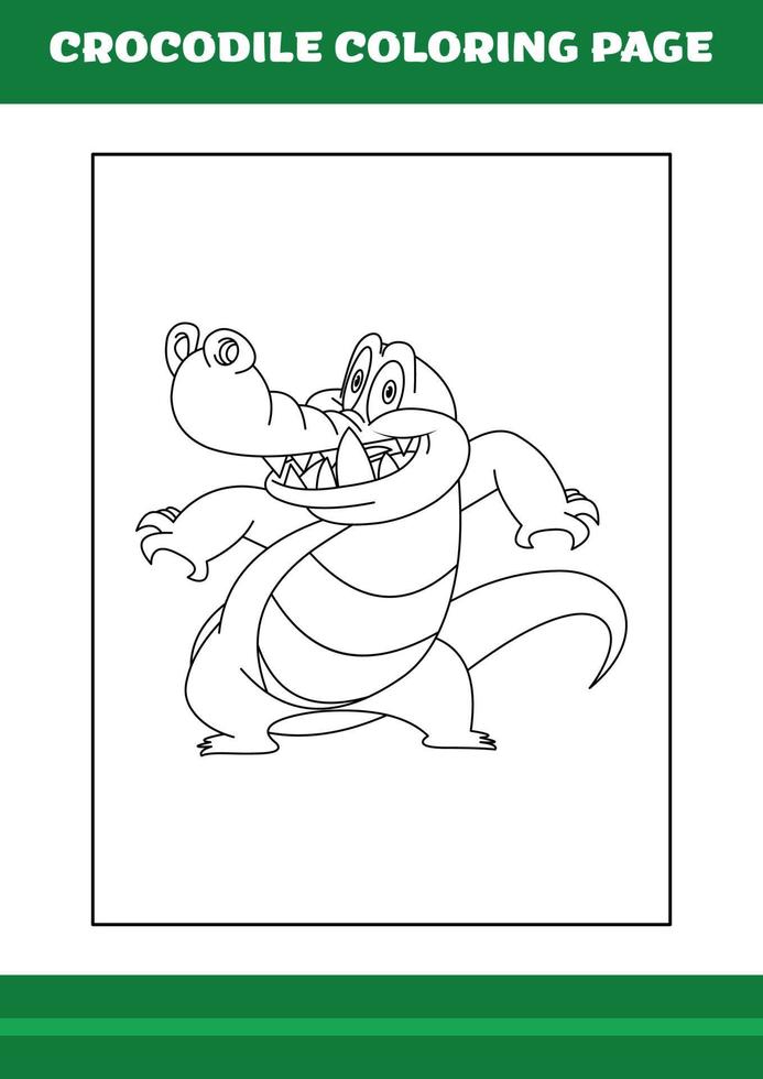 coloriage crocodile. illustration de crocodile de dessin animé pour cahier de coloriage vecteur