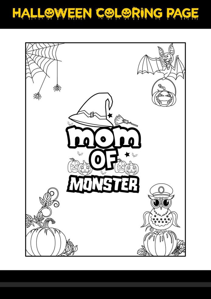 coloriage de citations d'halloween. coloriage d'halloween pour les enfants. vecteur