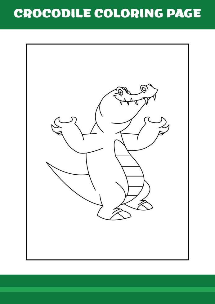 coloriage crocodile. illustration de crocodile de dessin animé pour cahier de coloriage vecteur