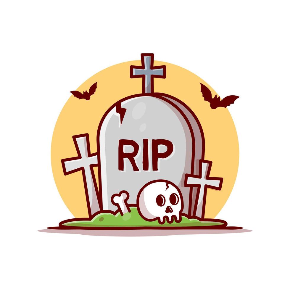 illustration d'icône vectorielle de dessin animé de pierre tombale d'halloween. concept d'icône de vacances de personnes isolé vecteur premium. style de dessin animé plat