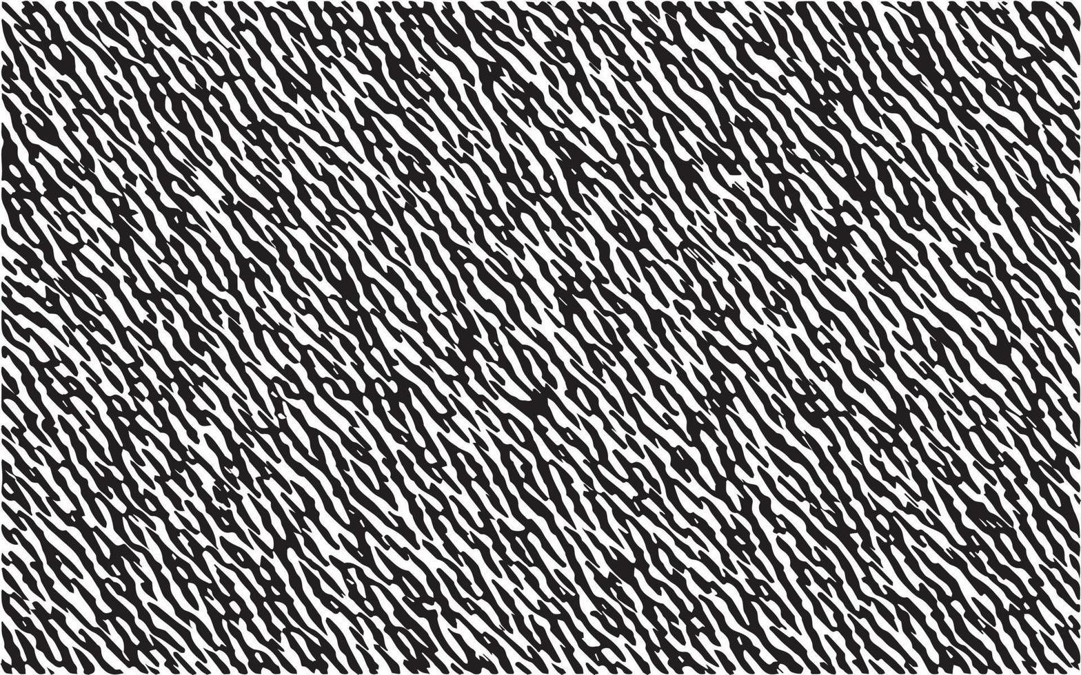 motif de texture zèbre noir et blanc. motif rayé de fond d'illustration vectorielle de fourrure animale. lignes courbes noires avec texture rugueuse isolées sur blanc vecteur