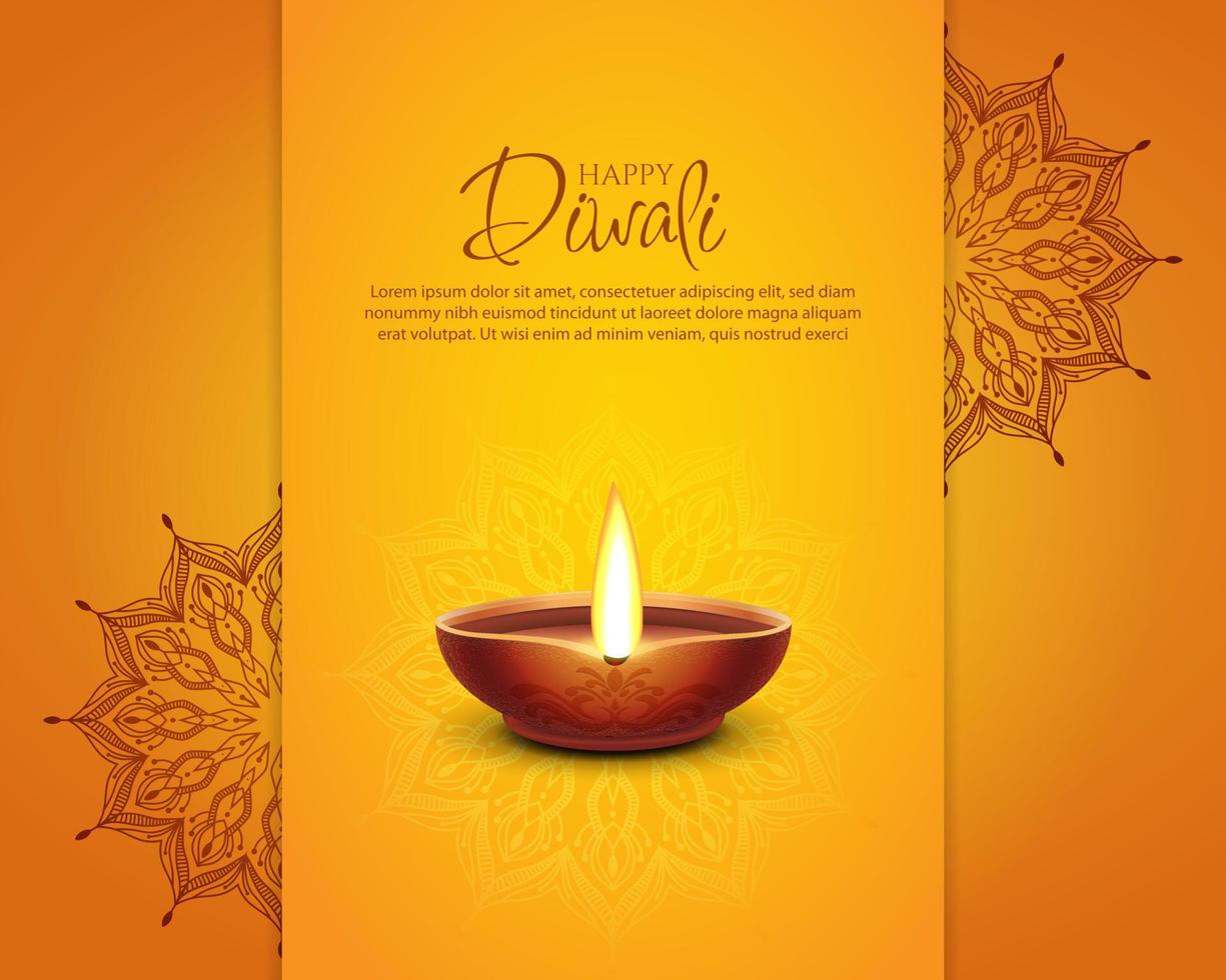 fond de festival joyeux diwali avec des lampes à huile pour la couverture des médias sociaux, bannière, carte de voeux. modèle de vecteur