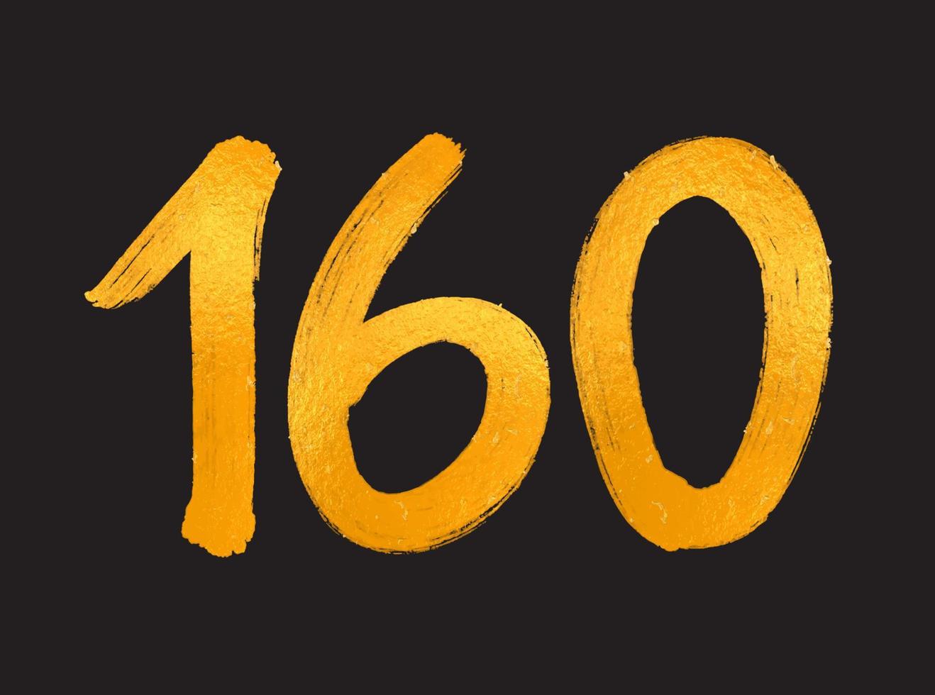 Illustration vectorielle de 160 numéros logo, modèle vectoriel de célébration de 160 ans anniversaire, 160e anniversaire, numéros de lettrage d'or brosse dessin croquis dessiné à la main, création de logo numéro pour impression, t-shirt