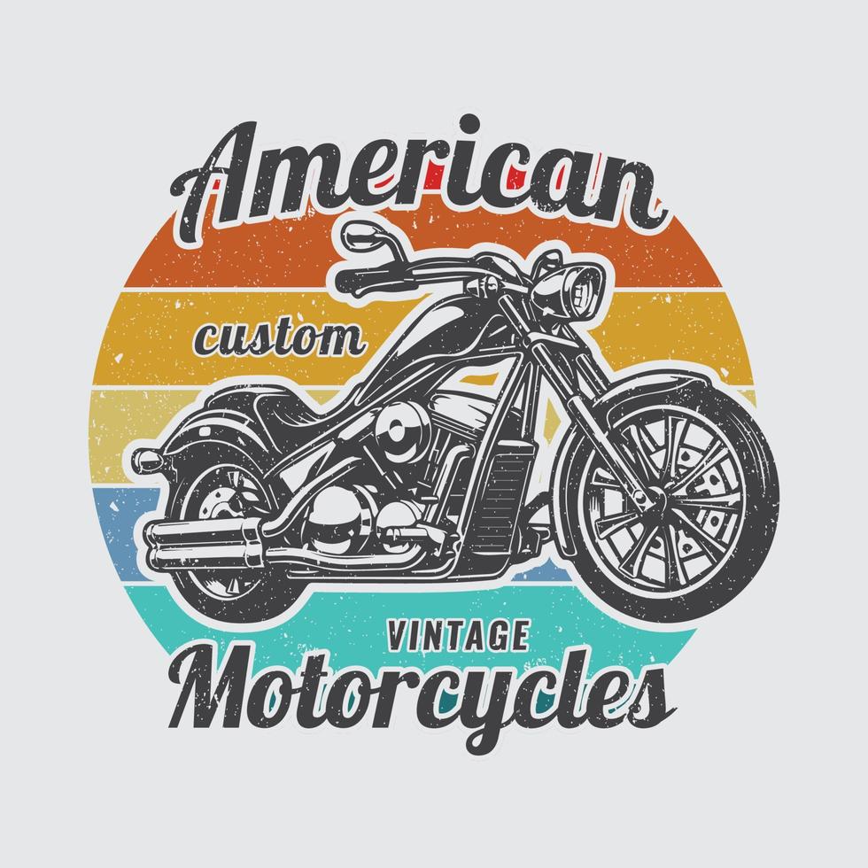 conception de tshirt de moto classique américain vecteur