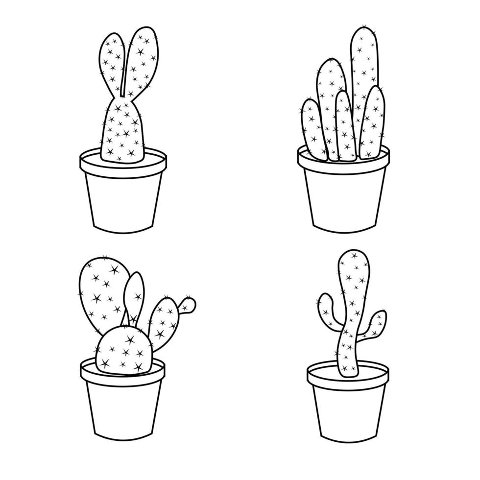 cactus dessinés à la main vecteur