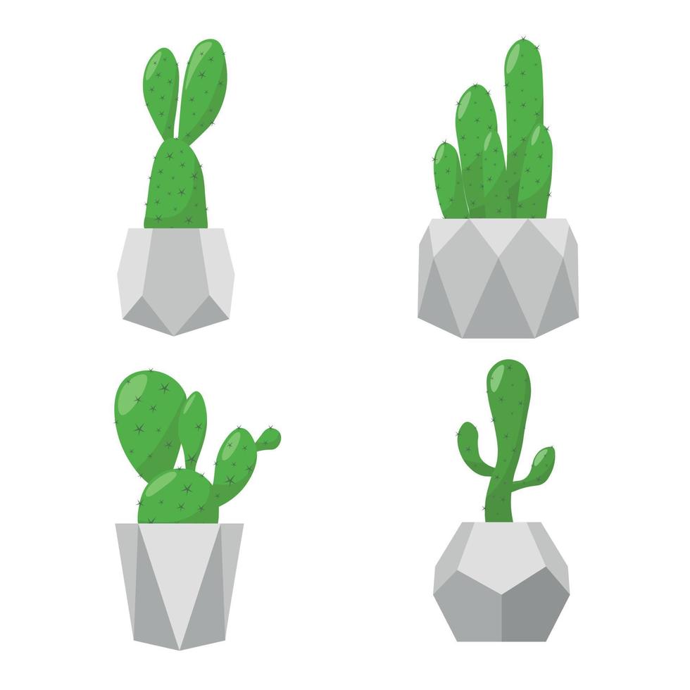 cactus dans un pot en béton vecteur