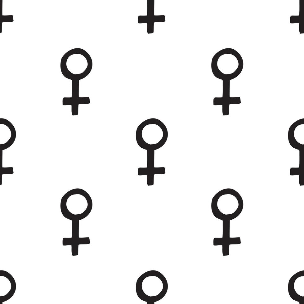 modèle sans couture de symbole de genre. signe féminin. femme, symboles du féminisme. vecteur