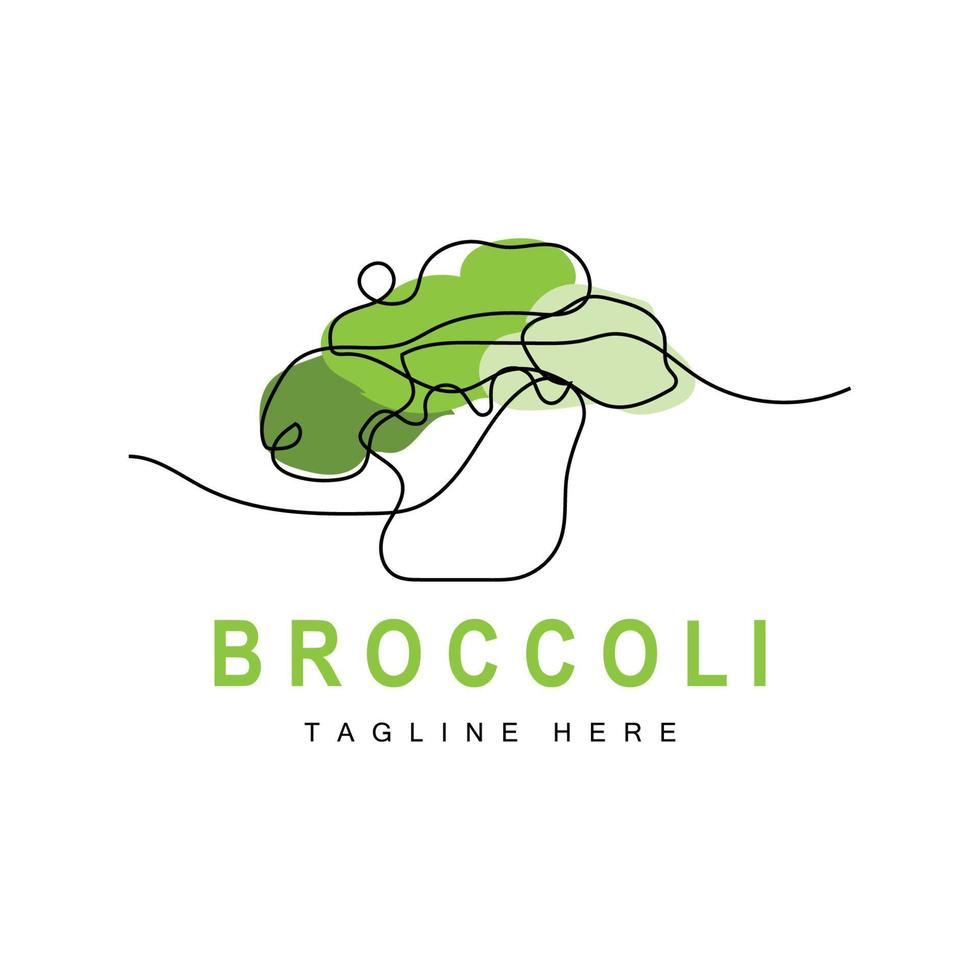 création de logo de brocoli, vecteur de légume vert, fond d'écran de brocoli, illustration de supermarché de légumes marque de produit de jardin