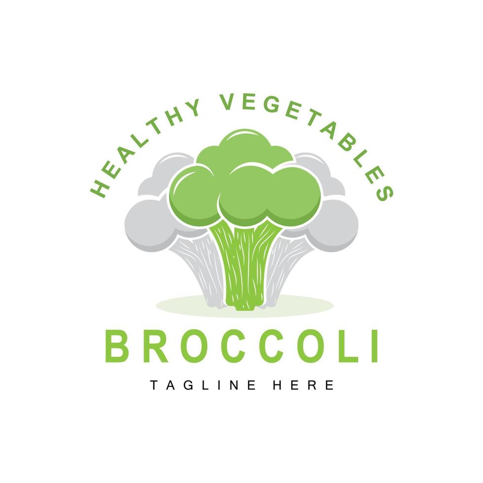 création de logo de brocoli, vecteur de légume vert, fond d'écran de brocoli, illustration de supermarché de légumes marque de produit de jardin