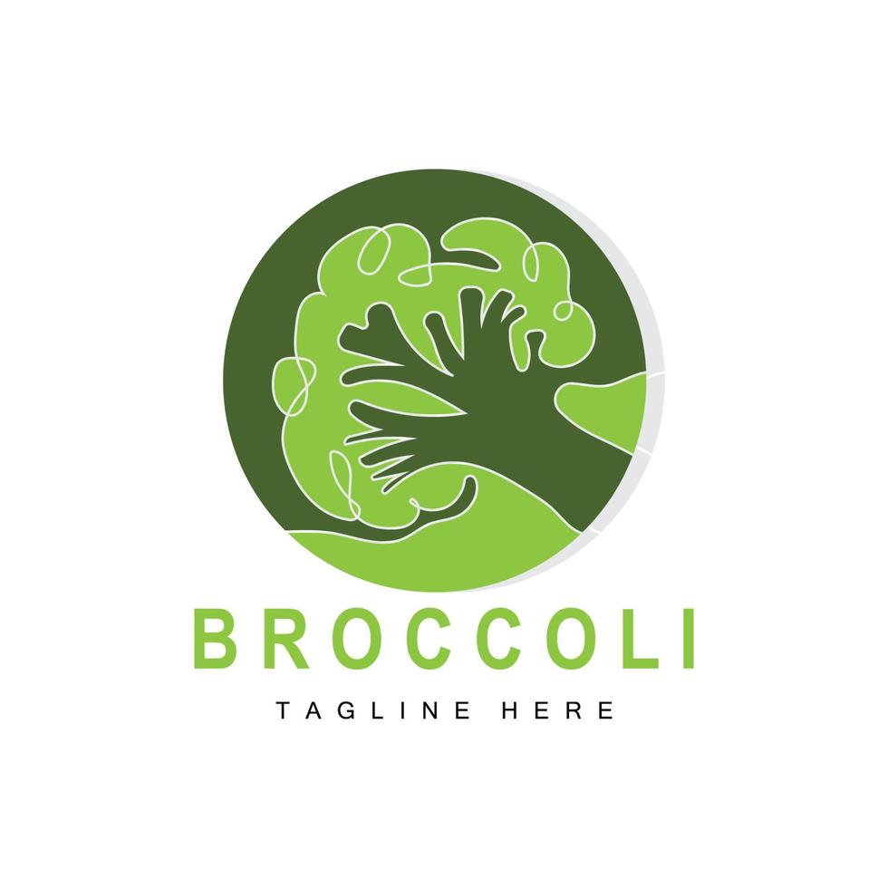 création de logo de brocoli, vecteur de légume vert, fond d'écran de brocoli, illustration de supermarché de légumes marque de produit de jardin