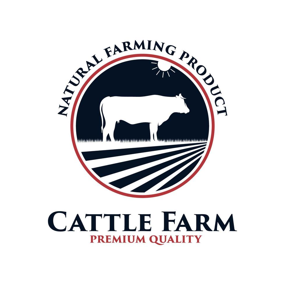 création de logo de qualité premium ferme bovine vecteur