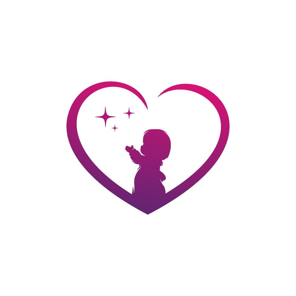 création de logo d'amour pour l'amour et les soins des enfants vecteur