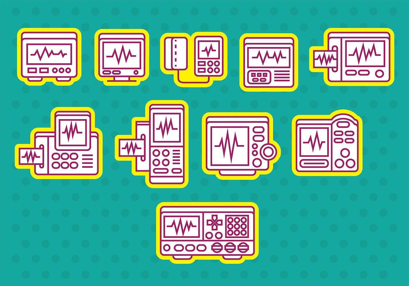 Icônes du moniteur cardiaque vecteur