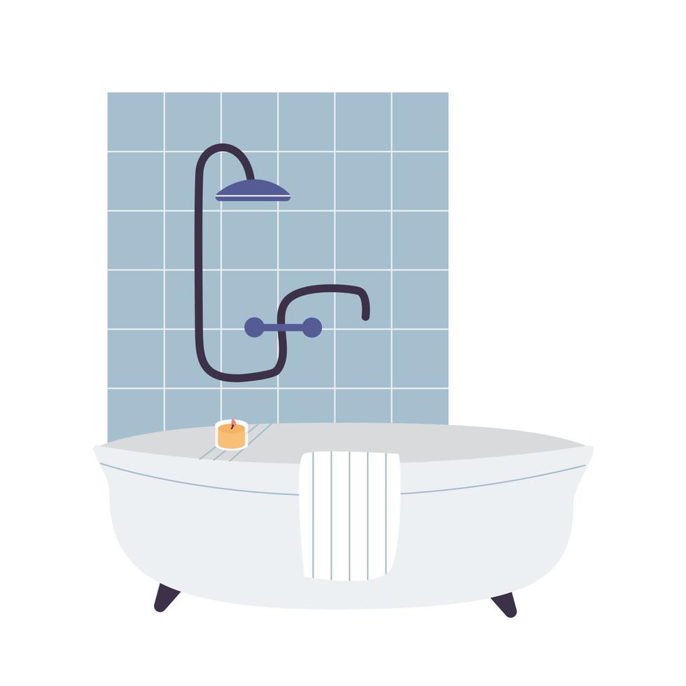 salle de bain avec baignoire dessin animé vecteur