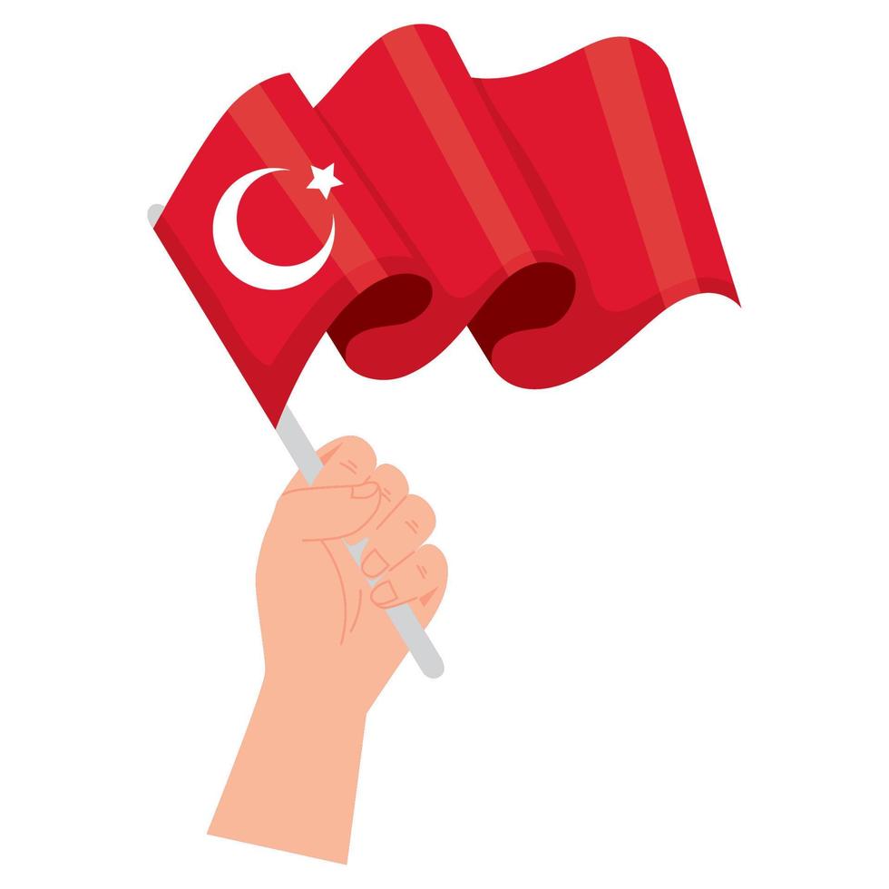 main, agitant, drapeau turquie vecteur