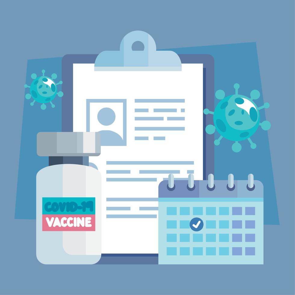 vaccin virus covid19 avec presse-papiers vecteur