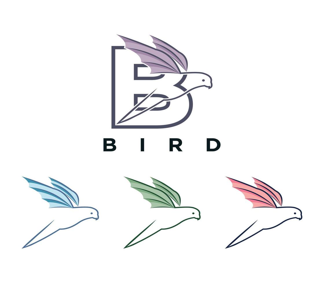 ensemble de création de logo oiseau avec icône concept créatif vecteur premium