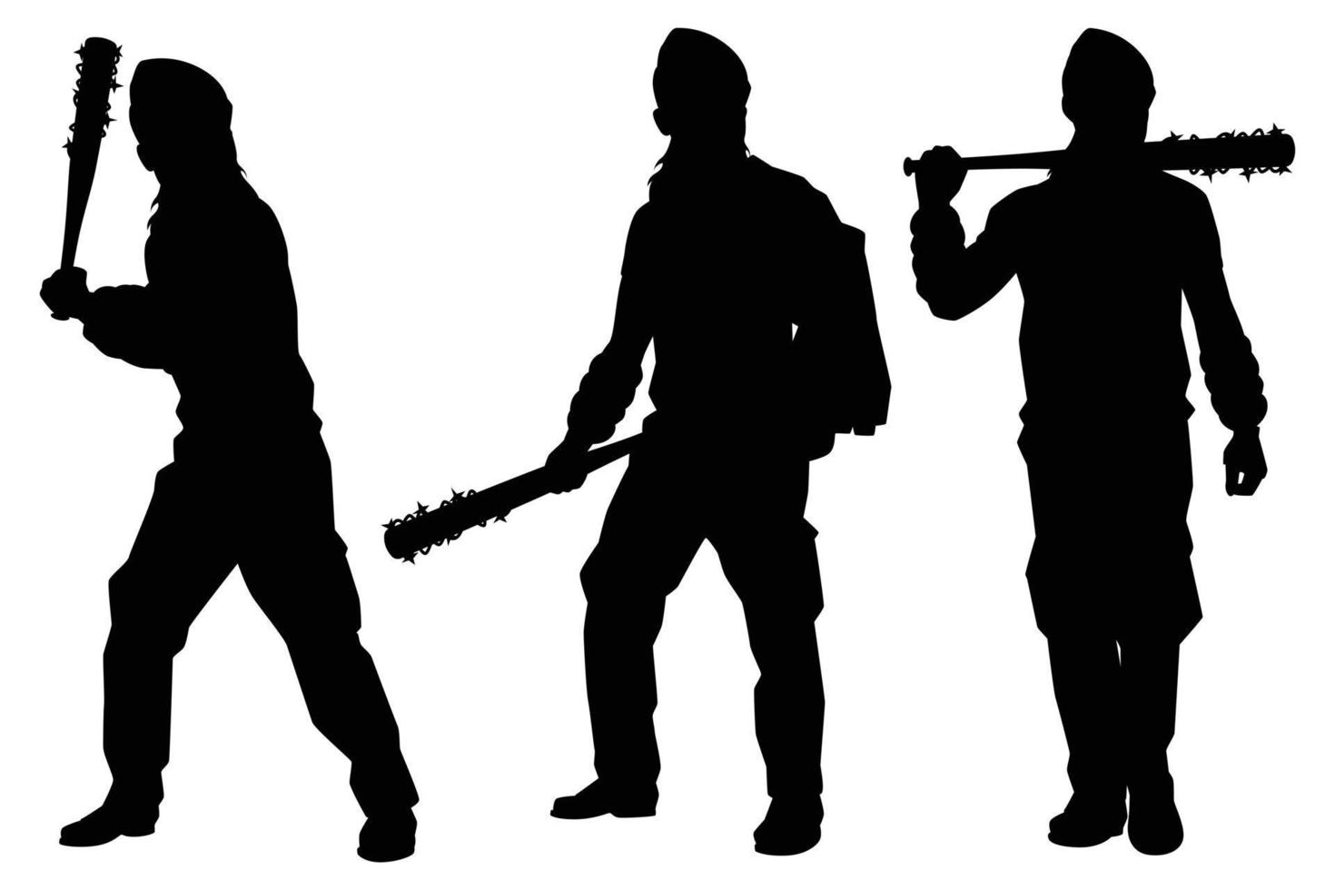 chasseur de zombies avec vecteur de silhouette d'arme sur fond blanc, extraterrestre, conception graphique de personnes pour le jour d'halloween.