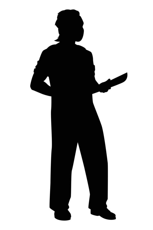 tueur ou assassin avec vecteur de silhouette de couteau sur fond blanc, extraterrestre, conception graphique de personnes pour le jour de l'halloween.