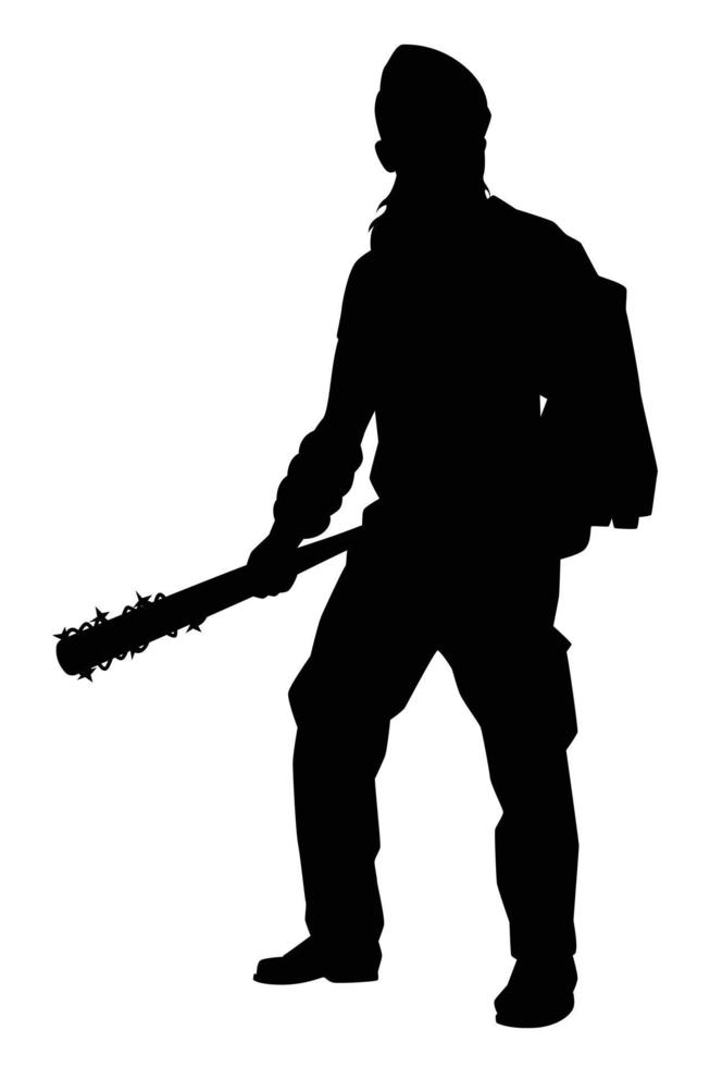 chasseur de zombies avec vecteur de silhouette d'arme sur fond blanc, extraterrestre, conception graphique de personnes pour le jour d'halloween.